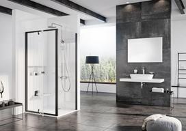 grudinto stiklo durys - Dušo sienelė Ravak Pivot PPS-100, 100 cm x 190 cm, juoda/skaidri (Black/Transparent) - 1 nuotrauka