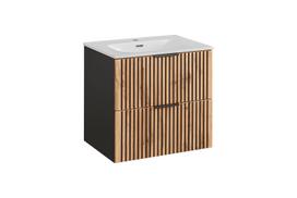 Apatinė vonios spintelė COMAD XILO BLACK 60 W su praustuvu, sifonu