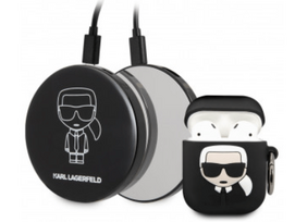 nesiojami ikroviklei - Karl Lagerfeld KLBPPBOA2K Ikonik dėklas AirPods + išorinė baterija, juodas - 1 nuotrauka