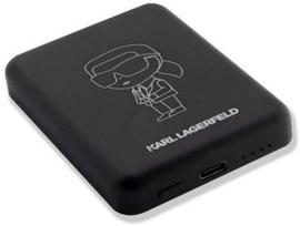 nesiojamas ikroviklis - Karl Lagerfeld KLPBMKIOTTGK Ikonik MagSafe 3000mAh 5W juoda - 1 nuotrauka