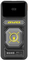 baterijos laidai - Awei P77K, 10000mAh, 22.5W, integruotas Lightning/USB-C laidas, juodas - 1 nuotrauka