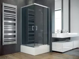 Dušo kabina Besco Modern, kvadratinė, be padėklo, 80 cm x 80 cm x 165 cm, pilka sp./chromo sp./grūdintas