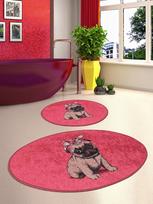 Vonios kilimėlių rinkinys Foutastic Pink Pug 359CHL2398, įvairių spalvų, 100 cm x 60 cm