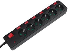 ilgintuvas 1.5 - LogiLink LPS233 Buitinis ilgintuvas 1.5 m 6 lizdų Juodas (Black) - 1 nuotrauka