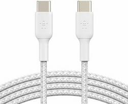 usb c pakrovejas - Belkin Boost Braided USB Type-C To USB Type-C Cable 1m White - 1 nuotrauka