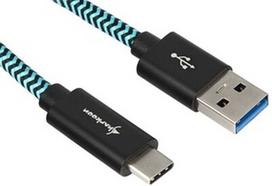 Sharkoon Aluminum/Braid USB To USB Type-C Cable 0.5m Blue
