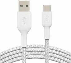usb c to usb a white - Belkin Braided USB To USB Type-C Cable 1m White - 1 nuotrauka