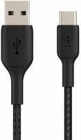 usb a usb c pakrovejas - Belkin Braided USB To USB Type-C Cable 1m Black - 1 nuotrauka