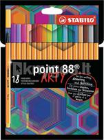 Stabilo Point 88 ARTY Fineliner, įvairių spalvų, 0,4 mm, 18 vnt.