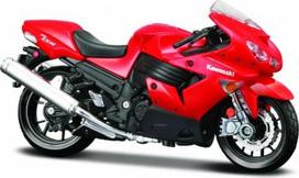 motociklo stovas - Maisto Kawasaki Ninja ZX-14 su stovu 1:18, raudona (Red) - 1 nuotrauka