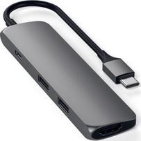 usb type c adapteris - Satechi 4-in-1 USB-C Slim Multiport Adapteris 4K Juodas (Black) - ST-P4SK - 1 nuotrauka