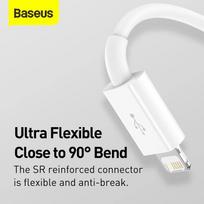 baseus 20w lightning - Baseus USB-A į USB-C/microUSB/Lightning 3.5A 0.5m Baltas (White) P10320105221-00 - 1 nuotrauka