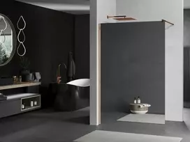 Dušo sienelė Mexen Kioto Walk-In, 80 cm x 200 cm, rausvo aukso