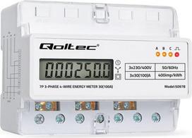 meter - Qoltec Trifazis elektros skaitiklis 50978 400V 100A DIN bėgiui - 1 nuotrauka