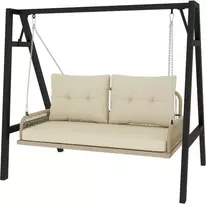 sodo supynes - Outsunny Hollywood Swing 2-vietės sodo sūpynės su pagalvėlėmis, smėlio spalvos (Beige) - 1 nuotrauka