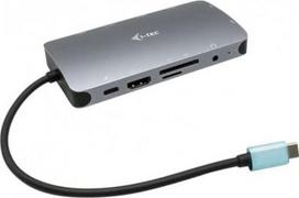 usb 100w laidas - i-tec USB-C Metal Nano Docking Station HDMI VGA LAN Audio Card Reader Power Delivery 100W C31NANODOCKVGAPD Sidabras (Silver) - 1 nuotrauka