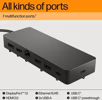 usb 65w charger - HP Universal USB-C Multiport Hub with 65W Power Adapter Notebook Charger 9H0H9AA#ABB Juodas (Black) - 1 nuotrauka