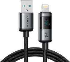 lightning usb a laidas - Joyroom S-A16 Pro Prism Series USB-A - Lightning kabelis su ekranu 1.2m Juodas (Black) - 1 nuotrauka
