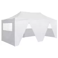vidaXL Sulankstoma palapinė su 4 sienomis, balta (White), 3x6 m, plienas