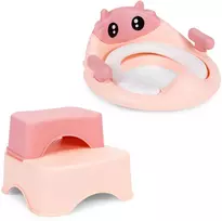 vaikiskas tualetas - Ecotoys mokomasis tualeto dangtis su laipteliais ir platforma, rožinė (Pink) - 1 nuotrauka