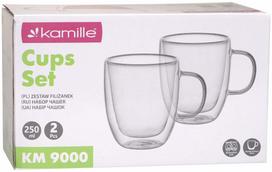 Kamille 9000 dvigubo stiklo puodelių rinkinys, skaidri (Transparent), 250 ml, 2 vnt.