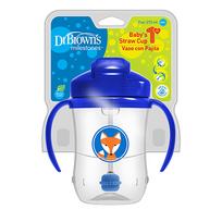 gertuve su siaudeliu - Dr Brown's First Straw Cup 270ml Blue - 1 nuotrauka