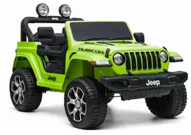 dvivietis elektromobilis - Lean Cars vaikiškas akumuliatorinis automobilis Jeep Rubicon 4x4, žalias (Green) - 1 nuotrauka