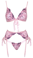motan dalimis - Embroidered & Playful seksualus 2 dalių komplektas Bra Set Embroidery L/XL - 3 nuotrauka