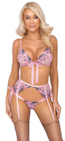 motan dalimis - Embroidered & Playful seksualus 2 dalių komplektas Bra Set Embroidery L/XL - 5 nuotrauka