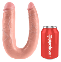 falo imitatoriai - Dvigubas varpos imitatorius Pipedream King Cock Double Trouble – Small, kūno spalvos - 5 nuotrauka