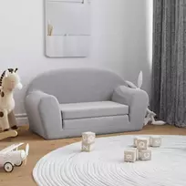 vidaXL Vaikiška dvivietė sofa-lova, šviesiai pilka (Light Grey), minkštas pliušas