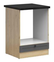 Apatinė virtuvinė spintelė Junona Line, ąžuolo spalvos/grafito spalvos/metalinė juoda (Oak/Grafite/Metal Black)