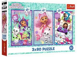 gabby s dollhouse - Trefl Gabby's Dollhouse Gabbys Colourful Day, 3 x 80 det. - 1 nuotrauka