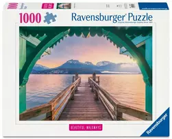 ravensburger puzzle 1000 - Ravensburger Beautiful Walkways Romantic Footbridge at Lac d'Annecy, 1000 det. - 1 nuotrauka