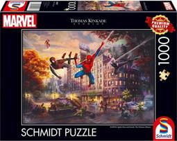 spider man - Schmidt Spiele Thomas Kinkade Studios: Marvel Spider-Man and Friends - The Ultimate Alliance, 1000 det. - 1 nuotrauka