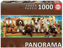 Educa Puppies On The Bench Panorama 90382, 96 x 24 cm, 1000 det.