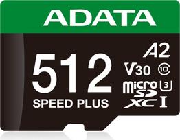 atminties korteles 512 gb - Atminties kortelė Adata Speed Plus 512GB microSDXC UHS-I U3 + Adapteris - 1 nuotrauka