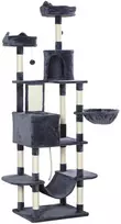 draskykle stulpas - PawHut 206 cm draskyklė katėms bokštas su nameliu, tamsiai pilka (Dark Grey) - 1 nuotrauka
