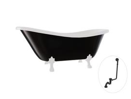 Vonia, laisvai pastatoma Besco Otylia B&W, 170 cm x 77 cm x 69.5 cm, ovalas, balta sp./juoda sp.