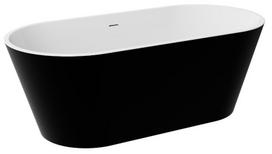 Vonia, laisvai pastatoma Besco Deeva Black&White Matt, 180 cm x 80 cm x 58 cm, ovalas, matinė juoda sp.