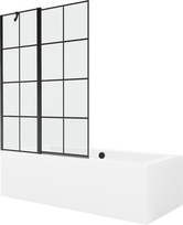 Vonia su sienele, laisvai pastatoma Mexen Cube, 170 cm x 80 cm x 39 cm, stačiakampis, balta sp./juoda sp.