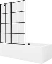 Vonia su sienele, laisvai pastatoma Mexen Cube, 180 cm x 80 cm x 39 cm, stačiakampis, balta sp./juoda sp.