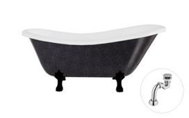 Vonia, laisvai pastatoma Besco Otylia Glam, 159.5 cm x 76.5 cm x 69.5 cm, ovalas, balta sp./grafito sp.