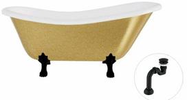 Vonia, laisvai pastatoma Besco Otylia Glam, 160 cm x 77 cm x 69.5 cm, ovalas, aukso sp./juoda sp.