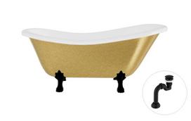 Vonia, laisvai pastatoma Besco Otylia Glam, 170 cm x 77 cm x 68.5 cm, ovalas, aukso sp./juoda sp.