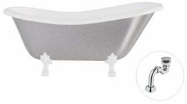 Vonia, laisvai pastatoma Besco Otylia Glam, 170 cm x 77 cm x 68.5 cm, ovalas, balta sp./sidabro sp.