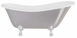 Vonia, laisvai pastatoma Besco Otylia Glam, 160 cm x 77 cm x 68.5 cm, ovalas, sidabro sp./chromo sp.