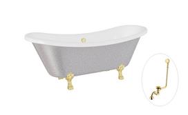 Vonia, laisvai pastatoma Besco Amelia Glam, 190 cm x 77 cm x 69 cm, ovalas, aukso sp./sidabro sp.