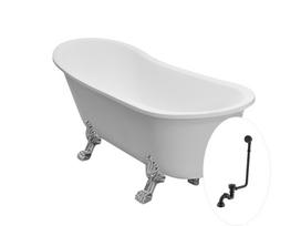 Vonia, laisvai pastatoma Besco Olaya, 160 cm x 68 cm x 68 cm, ovalas, balta sp./juoda sp.