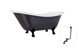 Vonia, laisvai pastatoma Besco Otylia Glam, 160 cm x 77 cm x 69.5 cm, ovalas, juoda sp./grafito sp.